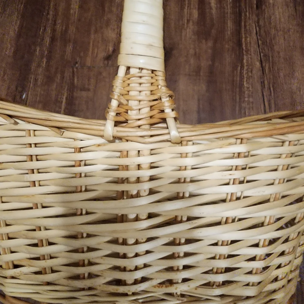 Natural Oversize Woven Eadter Or Flower Basket with Handle